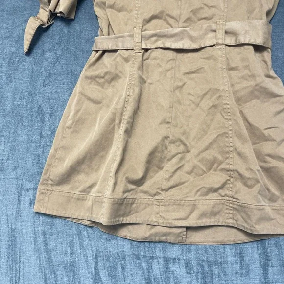 Y2K GUESS Jeans Trench Coat Women Large Khaki Cotton Outdoor Double Breasted - Picture 14 of 16